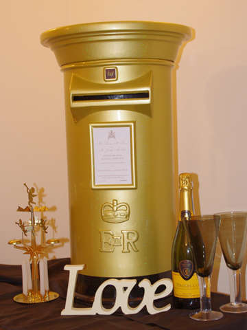 Gold Holographic and Black Wedding Post Box Hire
