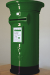 Emerald green and black wedding post box hire