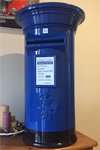 Royal blue and black wedding post box hire