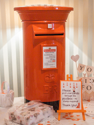 Orange and Black Wedding Post Box Hire