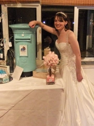 Pale Blue and Black Wedding Post Box Hire