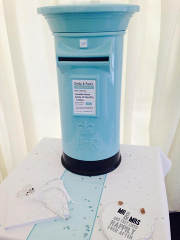 Pale Blue and Black Wedding Post Box Hire